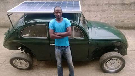 Nigeriano transforma fusca em carro movido a energia solar e eólica